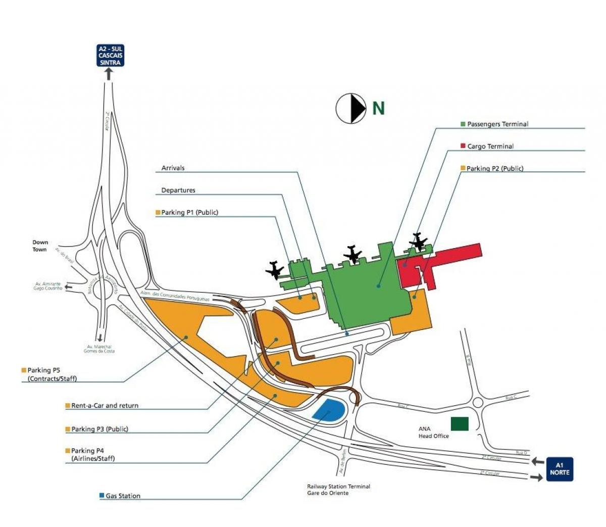 Mapa Do Aeroporto De Lisboa Terminais Aeroportuários E Portões Do